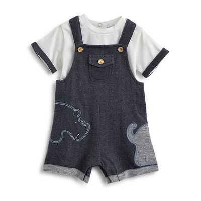 Boys Medium Blue T-shirt with Short Dungaree